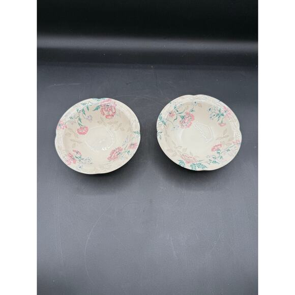 2 Vintage Johnson Brothers Lynton Pink Floral 6" Soup/Cereal Bowls - Picture 2 of 9